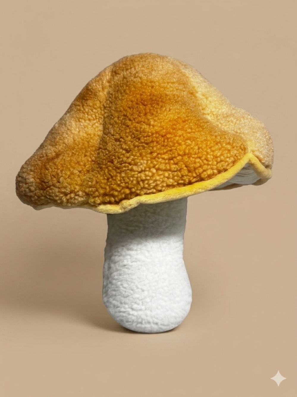Plush Mushroom Decor Cottagecore Sherpa Corduroy Yellow Gold Toadstool Pillow